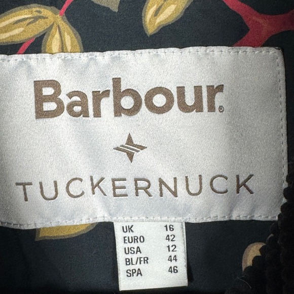 Barbour x Tuckernuck Kinsley Quilted Jacket Black Floral Lined Womens Sz 12 - Picture 13 of 16